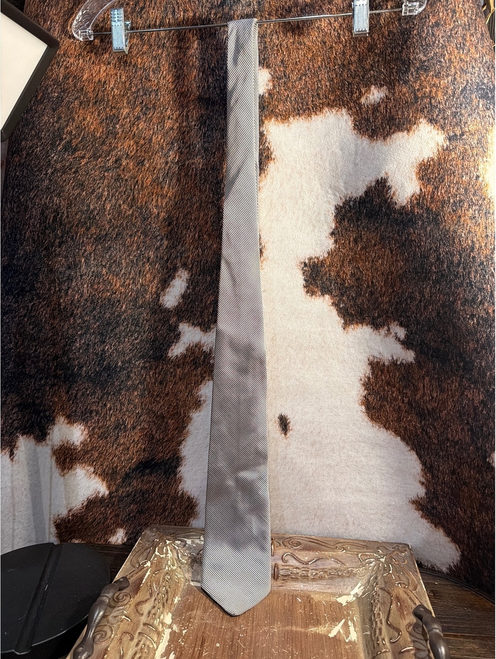 Brooks Brothers 346 Gray Silk Cotton Blend Men's Tie